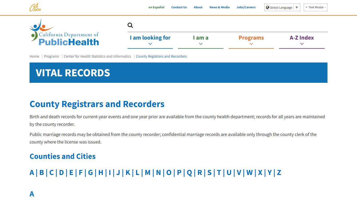 County Registrars and Recorders - California